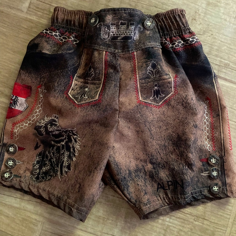 Toddler Lederhosen swim trunks